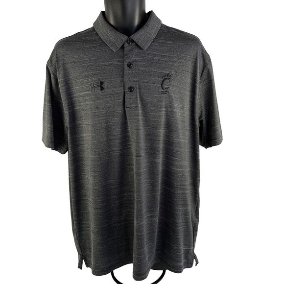 Mens Under Armour Cincinnati Bearcats Short Sleev Polo Shirt Size XL Charcoal - Picture 7 of 8